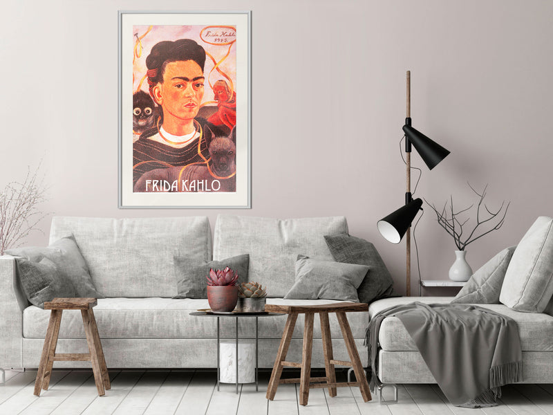 Poster - Frida Khalo  Self-Portrait  - wit passepartout