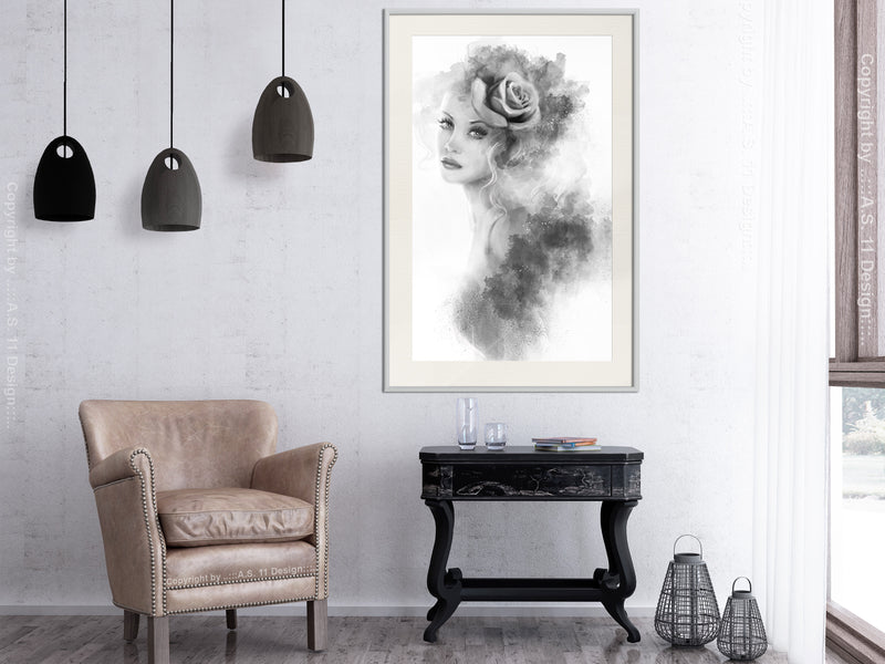 Poster - Mysterious Lady  - wit passepartout