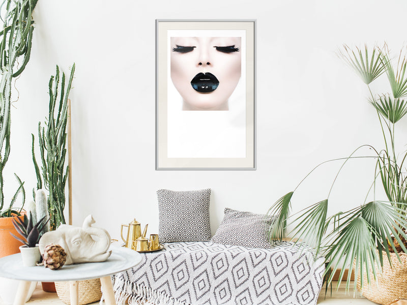 Poster - Black Lipstick  - wit passepartout
