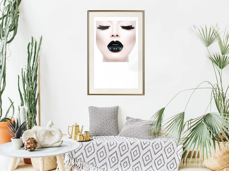 Poster - Black Lipstick  - goud passepartout