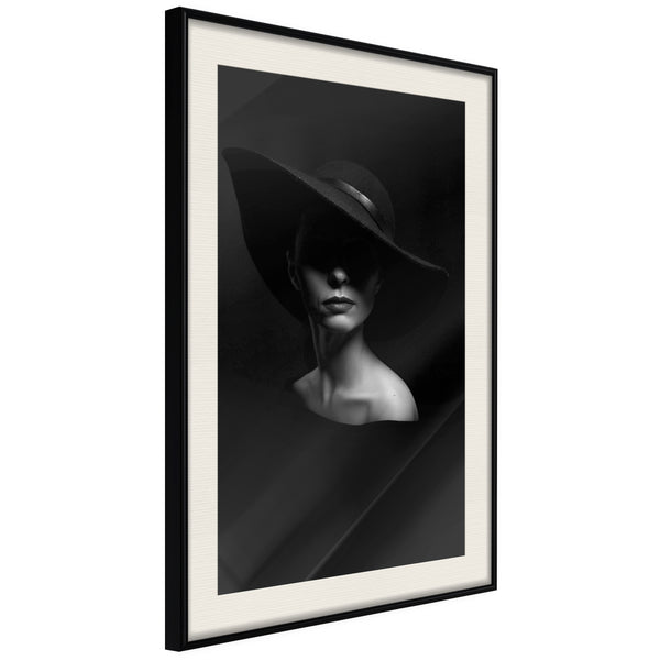 Poster - Woman in a Hat  - zwart passepartout
