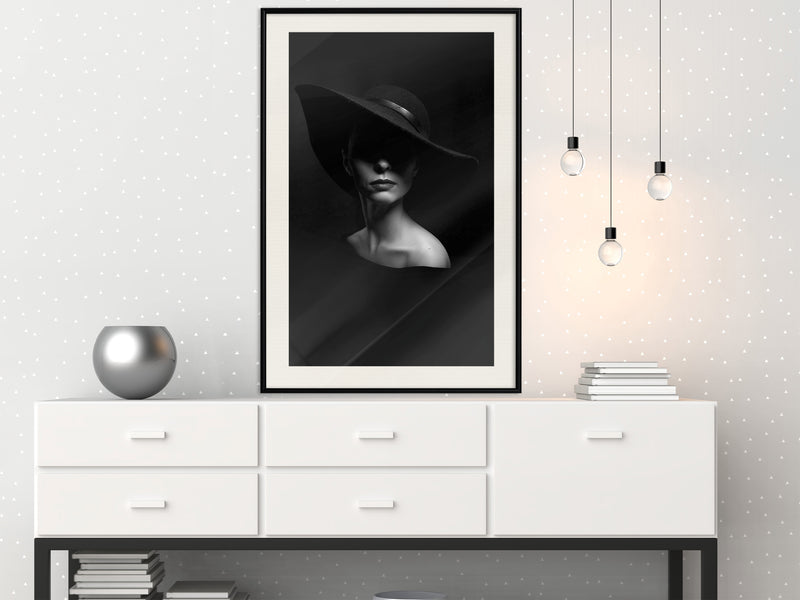 Poster - Woman in a Hat  - zwart passepartout