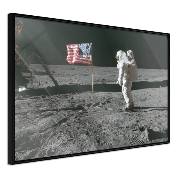Poster - Flag on the Moon  - zwart