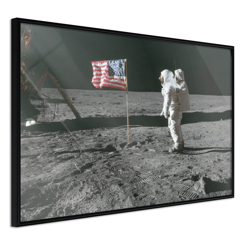 Poster - Flag on the Moon  - zwart