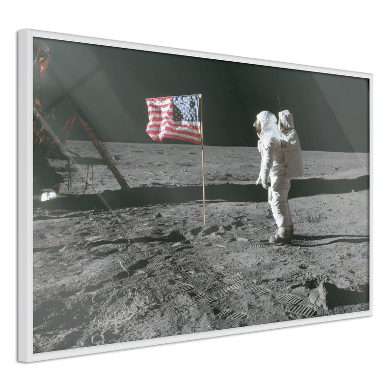 Poster - Flag on the Moon  - wit