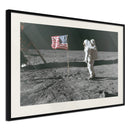 Poster - Flag on the Moon  - zwart passepartout