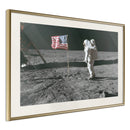 Poster - Flag on the Moon  - goud passepartout