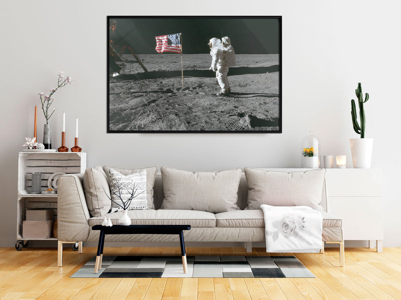 Poster - Flag on the Moon  - zwart