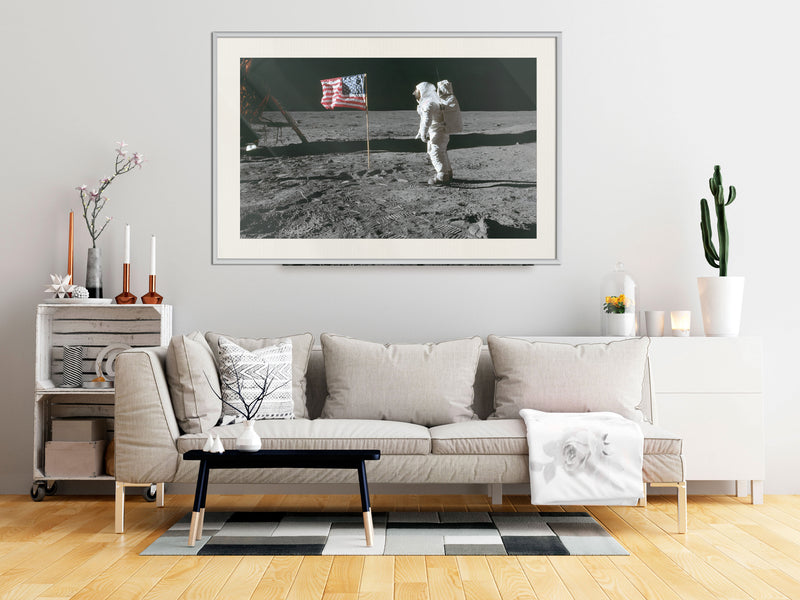 Poster - Flag on the Moon  - wit passepartout