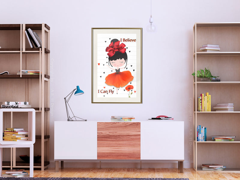 Poster - Poppy Dancer  - goud passepartout