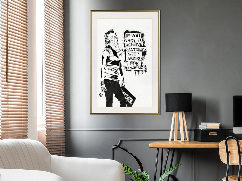 Poster - If You Want To Achieve Greatness  - goud passepartout