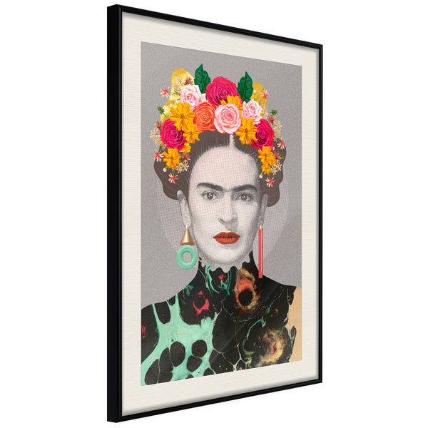 Poster - Charismatic Frida  - zwart passepartout
