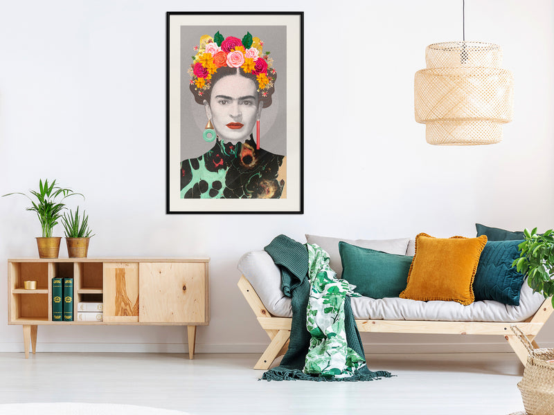 Poster - Charismatic Frida  - zwart passepartout