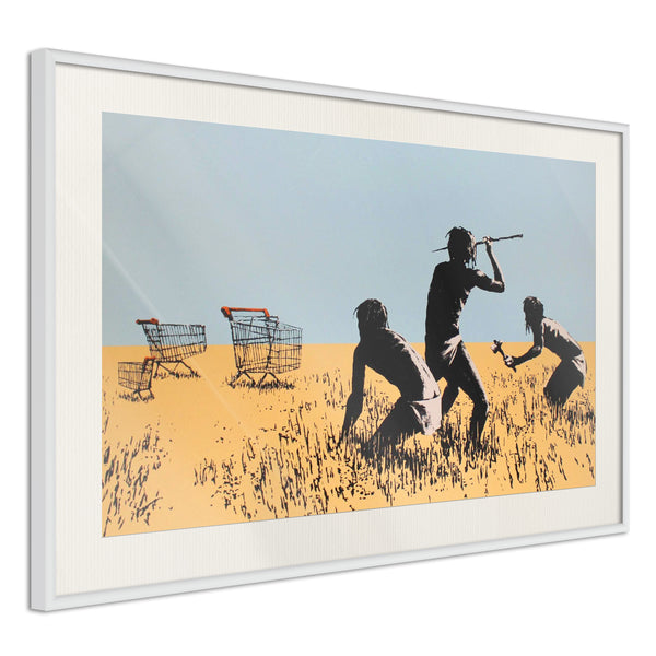 Poster - Banksy: Trolley Hunters  - wit passepartout