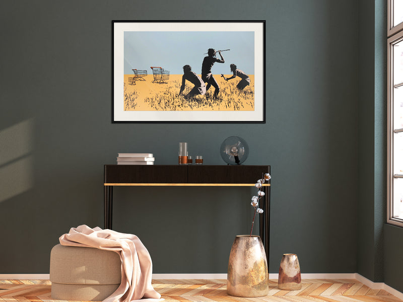 Poster - Banksy: Trolley Hunters  - zwart passepartout