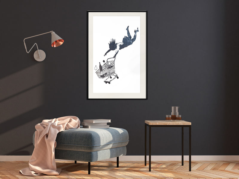 Poster - Banksy: Shop Until You Drop  - zwart passepartout