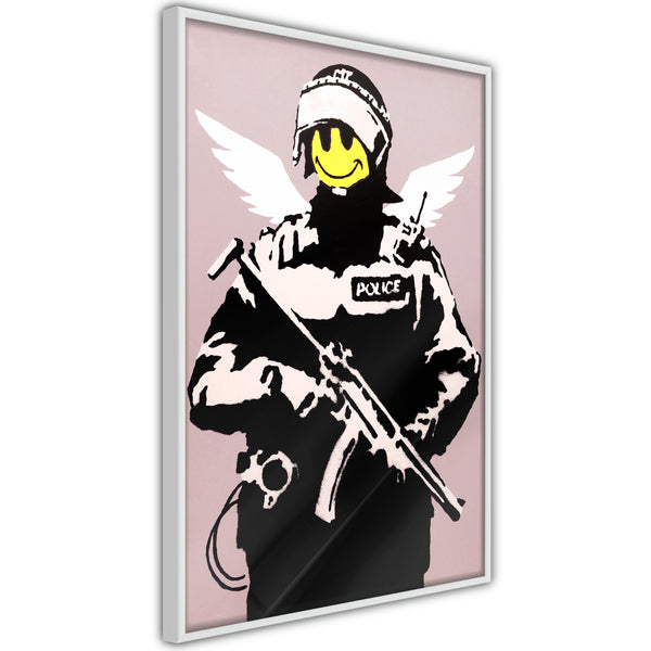 Poster - Banksy: Flying Copper  - wit