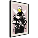 Poster - Banksy: Flying Copper  - zwart passepartout