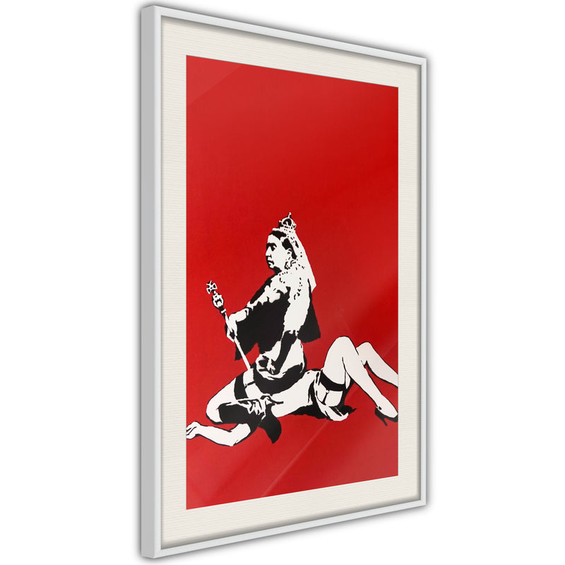 Poster - Banksy: Queen Victoria  - wit passepartout
