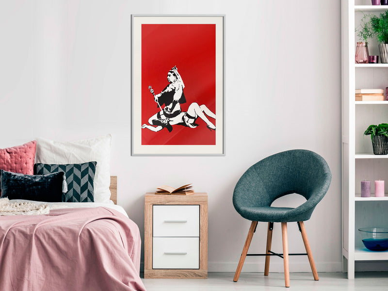 Poster - Banksy: Queen Victoria  - wit passepartout