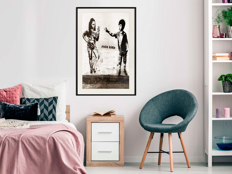 Poster - Banksy: Rude Kids  - zwart passepartout