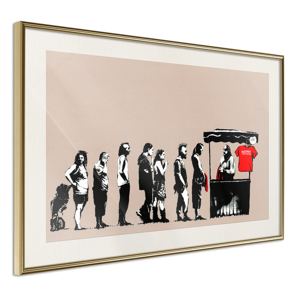 Poster - Banksy: Festival  - goud passepartout
