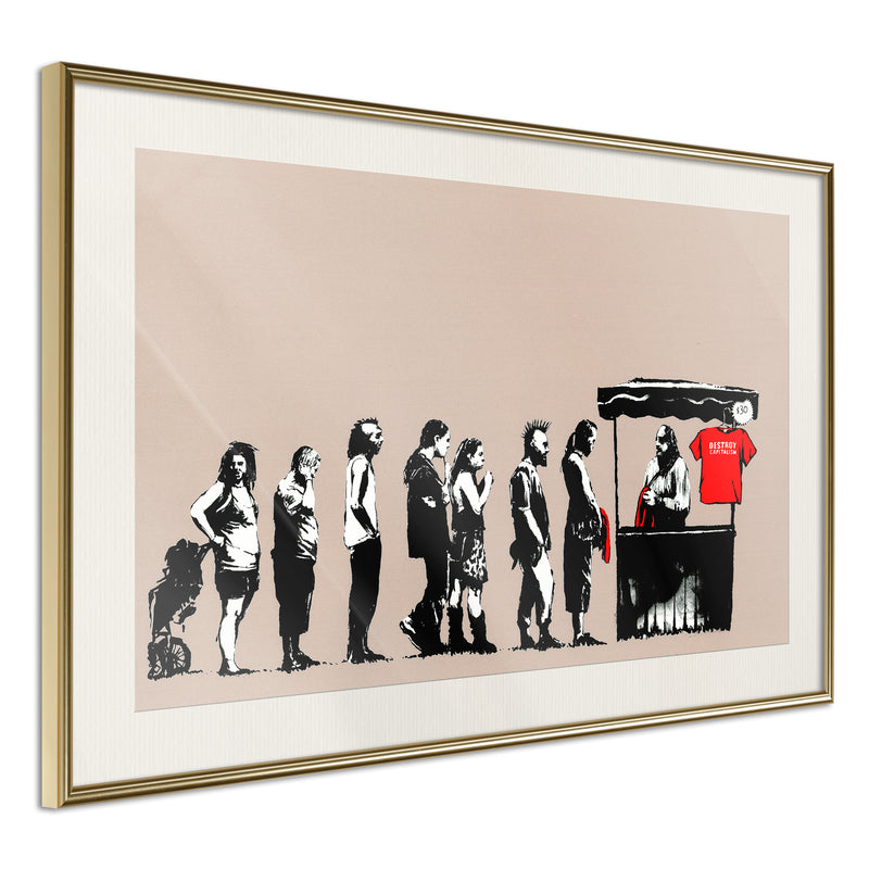 Poster - Banksy: Festival  - goud passepartout