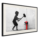 Poster - Banksy: Hammer Boy  - zwart passepartout