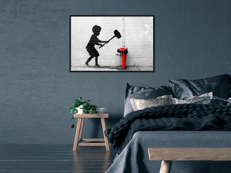 Poster - Banksy: Hammer Boy  - zwart