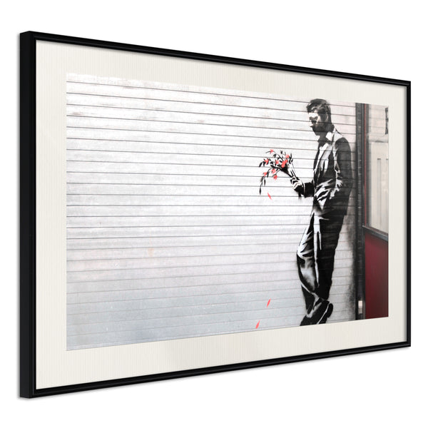 Poster - Banksy: Waiting in Vain  - zwart passepartout