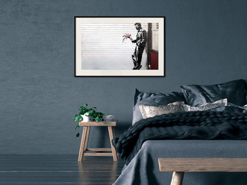 Poster - Banksy: Waiting in Vain  - zwart passepartout