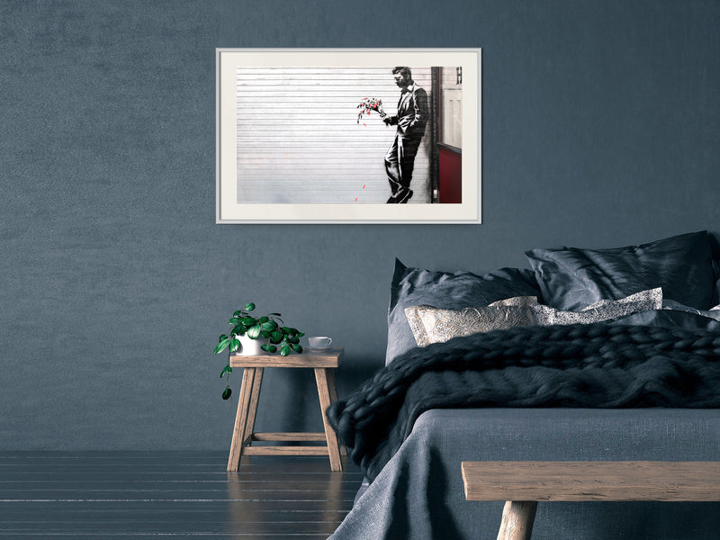 Poster - Banksy: Waiting in Vain  - wit passepartout