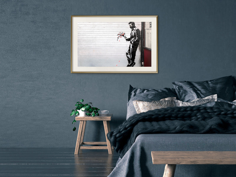 Poster - Banksy: Waiting in Vain  - goud passepartout