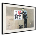 Poster - Banksy: I Heart NY  - zwart passepartout