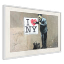 Poster - Banksy: I Heart NY  - wit passepartout