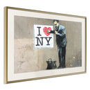 Poster - Banksy: I Heart NY  - goud passepartout