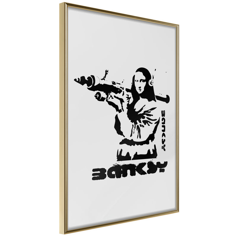 Poster - Banksy: Mona Lisa with Bazooka I  - goud