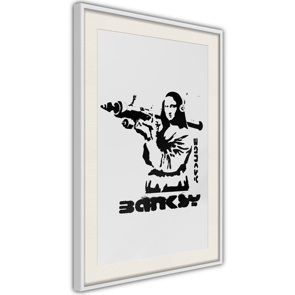 Poster - Banksy: Mona Lisa with Bazooka I  - wit passepartout