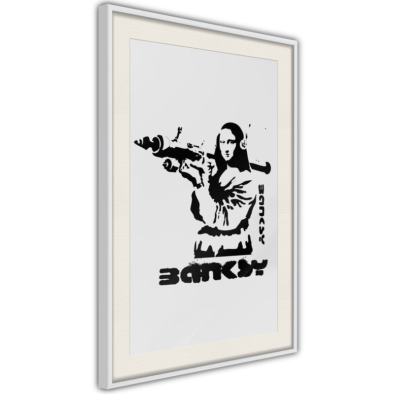 Poster - Banksy: Mona Lisa with Bazooka I  - wit passepartout