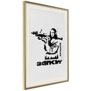 Poster - Banksy: Mona Lisa with Bazooka I  - goud passepartout