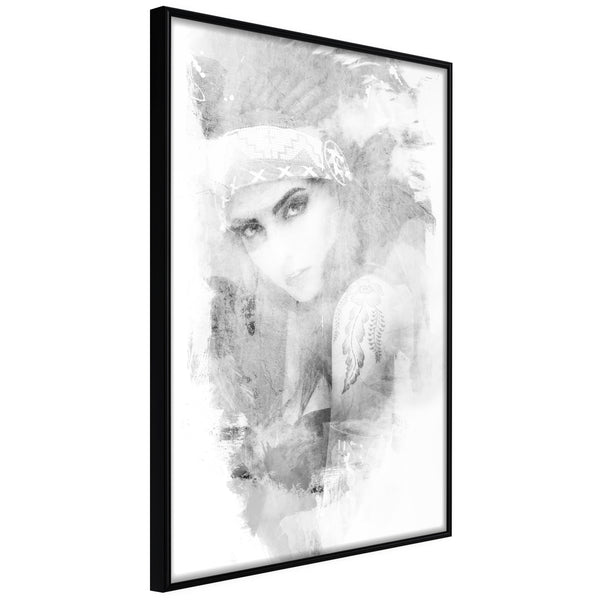 Poster - Mysterious Look (Grey)  - zwart