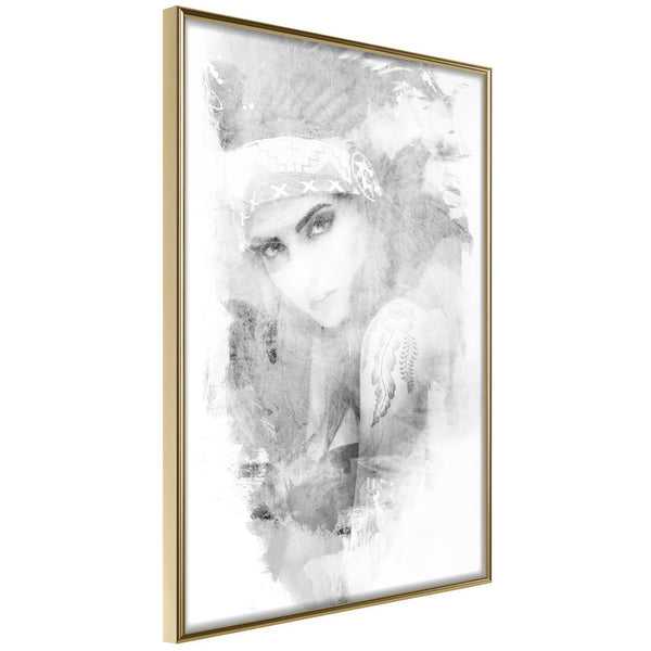 Poster - Mysterious Look (Grey)  - goud
