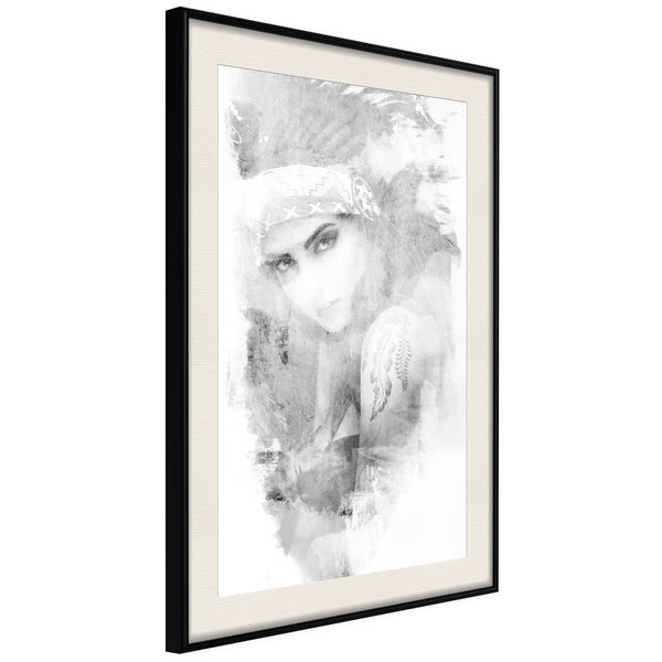 Poster - Mysterious Look (Grey)  - zwart passepartout