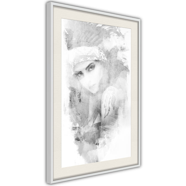 Poster - Mysterious Look (Grey)  - wit passepartout