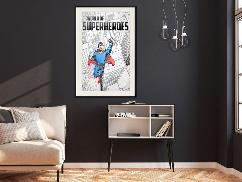 Poster - Superhero  - zwart passepartout