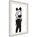 Poster - Banksy: Kissing Coppers I  - wit passepartout
