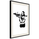 Poster - Banksy: Mona Lisa with Bazooka II  - zwart passepartout