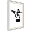 Poster - Banksy: Mona Lisa with Bazooka II  - wit passepartout