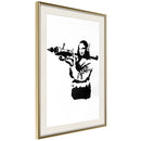 Poster - Banksy: Mona Lisa with Bazooka II  - goud passepartout