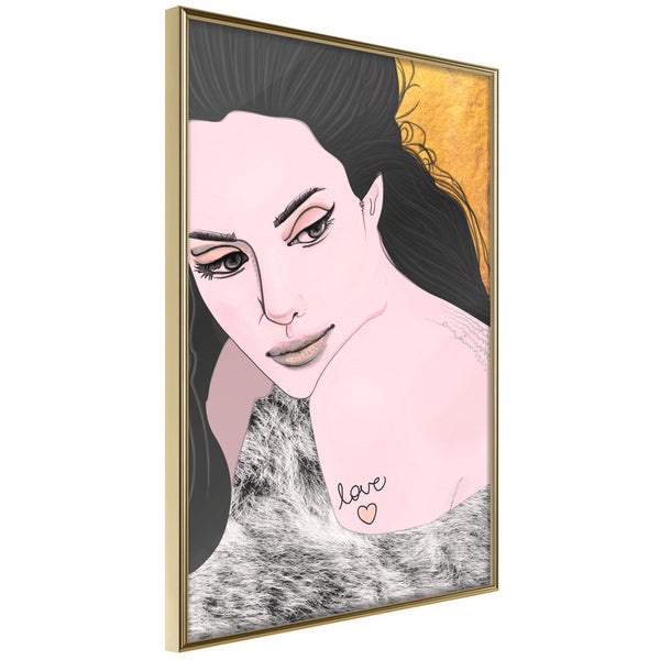 Poster - Love Tattoo  - goud